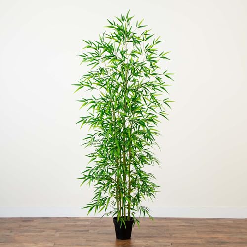 Nearly Natural 8ft. Artificial Green Bamboo Tree - size: 8ft