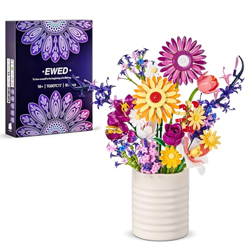 Sunflowers Flowers Bouquet Building Set for Adults, Artificial Flower Compatible with Lego Botanical Collection, Christmas Valentine's Day Birthday Gift for Women Girl Girlfriend Home Decor - color: Sunflower