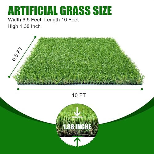 Artificial Grass Turf 6.5x10 FT Dog Pee Pad, Large Synthetic Turf Mat with Drainage Holes for Potty Training, Reusable Fake Grass Rug Outdoor Patio Balcony, Green - size: 6.5x10FT
