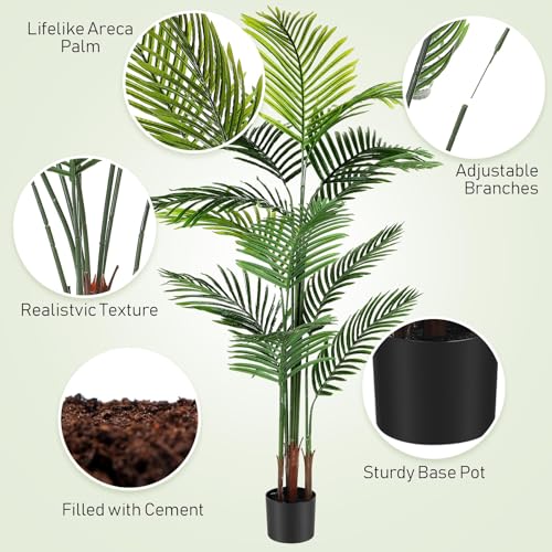 Jexine 2 Pack Artificial Palm Trees 5Ft, Fake Plants Fake Trees Artificial Areca Palm Plants for Outdoor Indoor Faux Palm Tree in Pot for Pool Home Decor Office Housewarming Gift Modern Decoration - size: 5 feet
