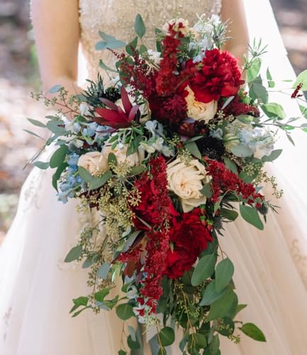 33.5” Red Delphinium Artificial Flowers, 8PCS Long Stem Artificial Flowers for Tall Vase Faux Larkspur Red Fake Flowers for Wedding Centerpieces Home Table Decor - color: Red