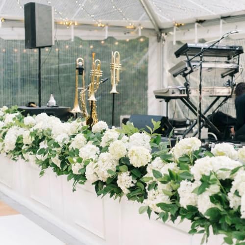 Coferset 5pcs Hydrangea Artificial Flowers Real Touch 20 inch Lifelike Hydrangea Flower for Home Wedding Office Party Living Room Decoration (White) - color: White