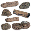 7pcs Diorama Supplies Fake Rocks, Artificial Garden Figurines Tree Stump, Scene Accessories Stone Stumps Statue Ornaments for Micro Train Railway Sand Table Landscape - style: Rocks and Tree Stump