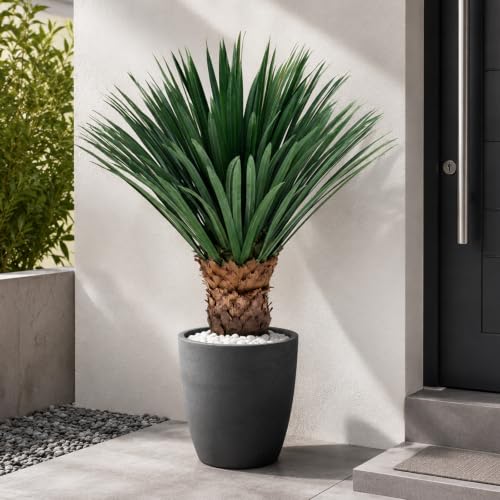 Artificial Agave Plant Black Pot 37 Inch Tall Faux Agave with Removable White Coating Realistic Fake Floor Plant Indoor Outdoor Front Porch Patio Doorstep Home Office Hotel Desert Style Decor - color: Agave Plant 37in