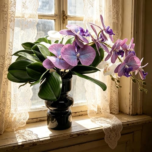 M2cbridge Artificial Green Orchid Leaves Phalaenopsis Stems Real Touch for Flowers Arrangements Pot Decor (9", 6pcs) - color: 9",6pcs