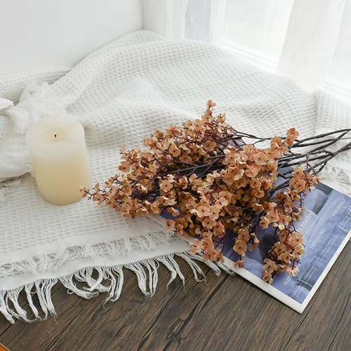 ONLY ART Light Brown Silk Baby’s Breath Flowers – 6 Bundles, 18.7" Faux Florals with Flexible Stems for New Year and Valentine's Day Elegant Home, Wedding & Event Décor - color: Light Brown