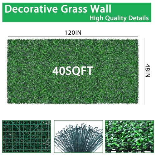 Yangrass Artificial Greenery Wall Rolls,48"x 120"(40 sq.ft) UV-Anti Faux Ivy Leaves Privacy Fence Screen Grass Wall Roll Panels for Indoor Home Decor and Outdoor Garden Backyard - size: 48x120 IN