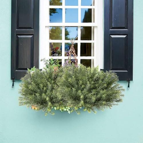 GnFlus Artificial Rosemary Stems Fake Greenery Plants Faux Bushes Shrubs in Frosted Green for Decor Home Indoor Outdoor Garden 4pcs - color: Greenery-3