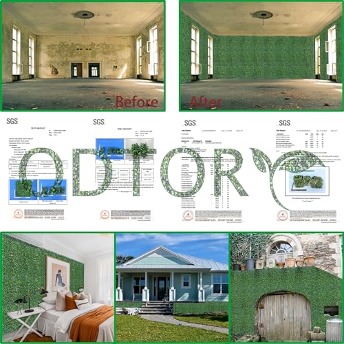 ODTORY Artificial Boxwood Hedge Wall Panels, 24 X 16 in 12P UV-Anti Faux Greenery Vine Grass Wall Backdrop for Indoor Outdoor Green Plant Wall Decor & Ivy Fence Covering Privacy - size: 16"X24" 12P