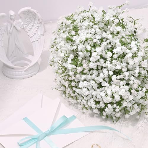 100 Pcs Babys Breath Artificial Flowers, Baby Breath Flowers Artificial Bulk, Real Touch White Fake Flowers, Faux Babies Breath Gypsophila for Wedding Home Decor Floral Arrangement - size: 100 Pcs