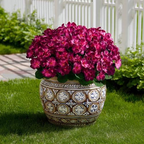 Artificial Crabapple Flowers for Outdoor 10 Pcs Artificial Chinese Flower Fake Flowers with Stems Silk Realistic Floral Arrangement for Front Door Porch Planter Patio Balcony (Purple) - color: Purple