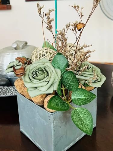Artificial Flowers 50PCS Real Looking Elf Green Roses Fake Roses with Stem for DIY Wedding Bouquets Centerpieces Party Baby Shower Home Decorations - color: Elf Green, size: 3"/50pcs