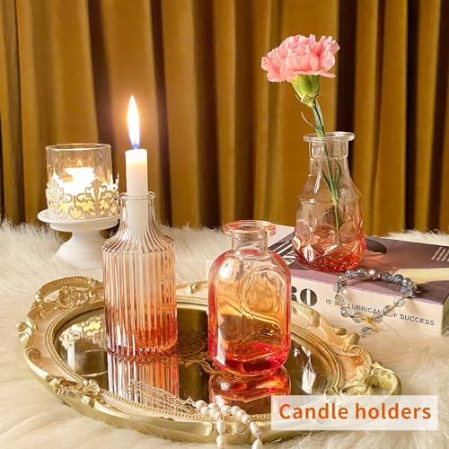 Mini Glass Bud Vases Flower Vases for Centerpieces- Ideal for Home Decor, Wedding & Bridal Shower Centerpieces, Party & Anniversary Decorations, Candle Holders,Aromatherapy Bottles(30 pcs,Light red) - color: Light Wine-red, size: 30 pcs