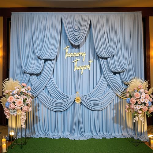10ftx12ft Dusty Blue Backdrop Curtains for Parties, Wrinkle Free Polyester Photo Backdrop Drapes 2 Panels 12 ft Long Back Drop Cloth Drapery for Wedding Birthday Photography Background Party - color: Dusty Blue, size: 5ft(W)x12ft(H)_2 Panels
