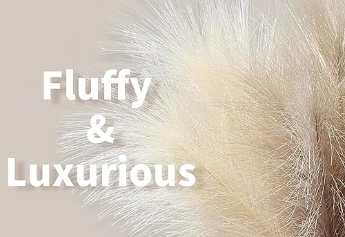 ZIFTY 42-Piece Fluffy Faux Pampas Grass Decor, 6 Hand-Bundled Packs of 7, 17" Short Artificial Pampas Grass Bulk, Boho Fake Flower Vase Filler, Home Wedding Decor, Beige & Taupe - color: Beige & Taupe, size: 17in 6pcs