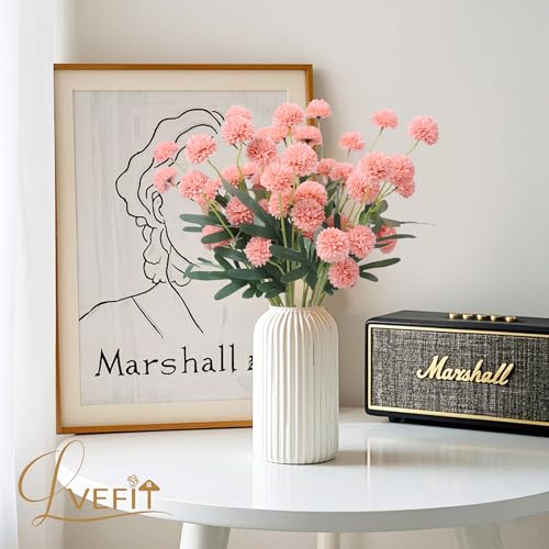 LVEFIT 10 Pcs Coral Peach Kiku Flower Fake Mums Long Stem Flowers,Faux Kiku Flower Bulk,Silk Flowers Mini Chrysanthemum Floral Arrangements,Artificial Flowers Chrysanth Mini Fake Flower - color: Coral Peach
