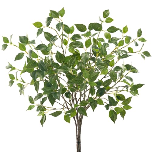 Artificial Plants Greenery Eucalyptus Stems Branches Plant for Home Decor，Faux Rustic Ficus Leaf Floral for Indoor Table Bathroom Bedroom Kitchen Decoration,Real Plastic Eucalytus Wedding Dcor（6PCS) - color: 32""green 6pcs