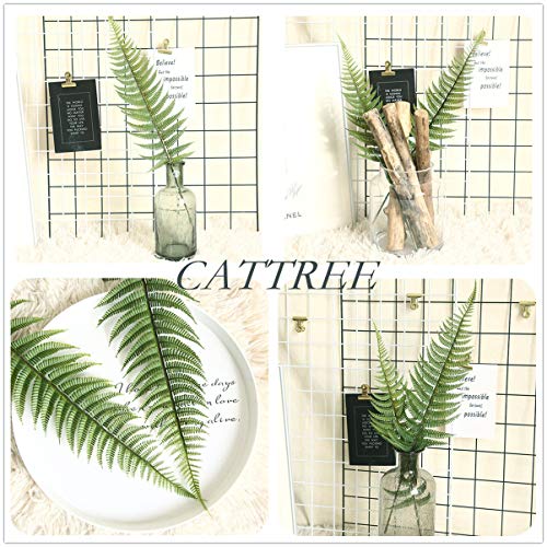 CATTREE Artificial Shrubs Leaves, Plastic Plants Fern Grass Leaf Fake Bushes Indoor Outdoor Garden Office Table Centerpieces Arrangements DIY Wreath Decoration Planter Filler - 10 Pack - color: Fern Leaves 10pcs