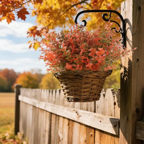 RECUTMS 12 Bundles Artificial Fall Flowers No Fade Faux Autumn Plants, Fake Indoor Outdoor Greenery Fall Decorations for Thanksgiving Wedding Party Home Garden Fireplace Décor - color: Fall Eucalyptus, size: 12 Pcs