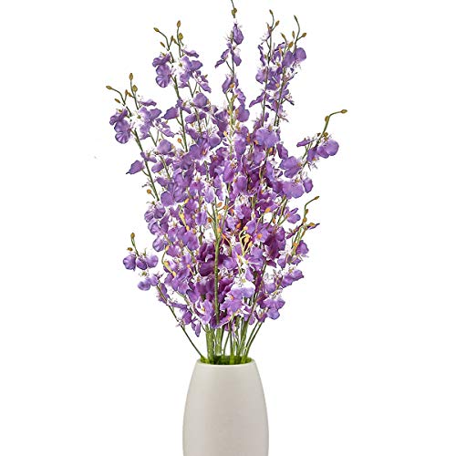 BOMAROLAN Artificial Dancing Lady Orchid Silk Faux Flowers Fake Butterfly Orchids 10 Pcs Real Touch for Wedding Home Office Party Hotel Decoration Restaurant Patio Festive Furnishing (Purple) - color: Purple
