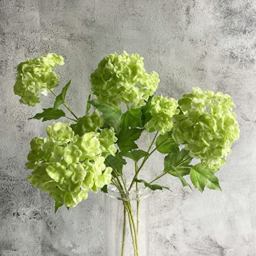 RUZUQE YalzoneMet 4pcs Viburnum Artificial Flower Snowball 26.8'' Long Stem Green Small Hydrangea Flower Real Touch Lifelike Latex Flower for Home Christmas Decoration Xmas Table Flower - color: Green