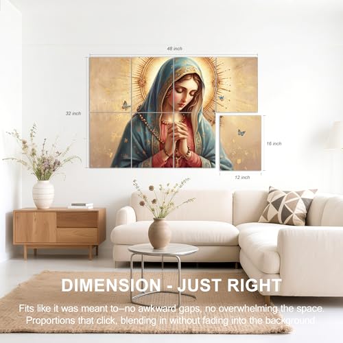 Mollywell Art Acoustic Panels, 48x32 in, Our Lady of the Rosary | Self-Adhesive, Reduces Echo, Sound Absorbing, Modern Art Wall Decor, Living Room, Studio, Bedroom, Office - color: Our Lady of the Rosary, size: 8 Pack Art