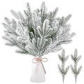 Sggvecsy 15 Pcs Snow Frosted Artificial Pine Branches Christmas Snowy Pine Needles Fake Greenery Pine Spray Picks for DIY Crafts Garland Wreath Xmas Embellishing Home Holiday Decoration