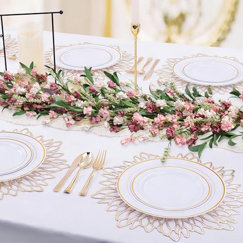 6ft Spring Summer Flower Garland, Artificial Floral Vine for Wall Backdrop Mantle Fireplace Stair Table Wedding Arch, All Season Home Door Porch Decor (Pink) - color: Pink