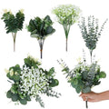120PCS Eucalyptus Stems Bulk,4 Kinds Mixed Artificial Greenery Stems,Fake Eucalyptus Leaves for Table Centerpieces,Vase,Wedding Decorations,Bridal Bouquet,Home Decor - size: 12PCS