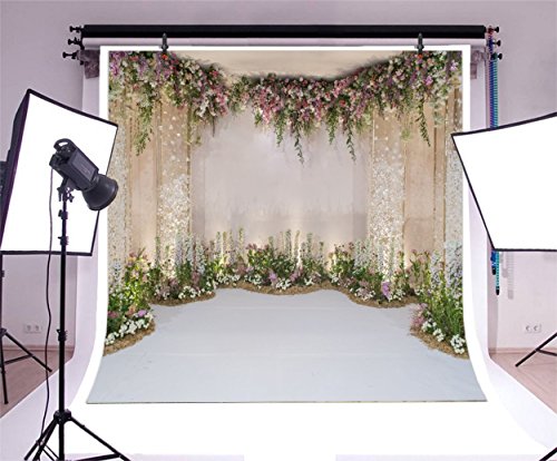 7x7ft Wedding Backdrop for Cradle Ceremony Background for Proposal Flowers Curtain Wedding Ceremony Banner Bridal Shower Background Mother's Day Floral Marriage Backdrop - size: 7x7ft