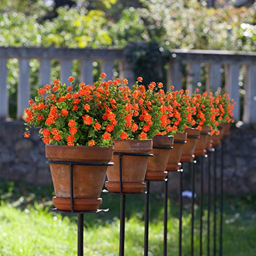 10PCS Artificial Flowers, Fake Artificial Greenery UV Resistant No Fade Faux Plastic Plants for Wedding Bridle Bouquet Indoor Outdoor Home Garden Kitchen Office Table Vase(Orange Red) - color: Orange Red