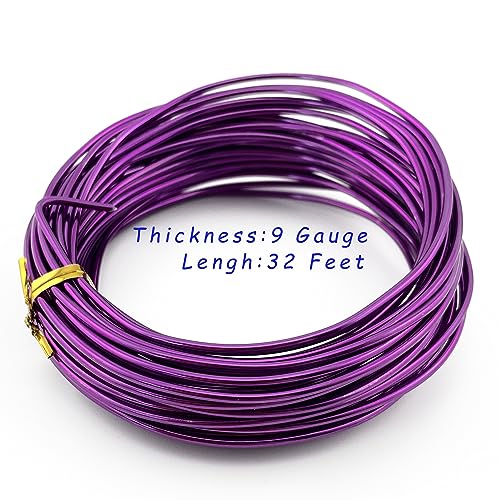 11 Yard Aluminum Wire Bendable Metal Wire Jewelry Craft Wire Beading Floral Making Jewelry Making Doll Making (9 Gauge, Purple) - color: Purple, size: 9 Gauge