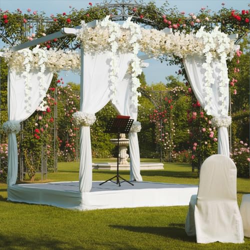 2Pcs Cherry Blossom Garland, 11.8ft White Flowers Garland, Artificial Cherry Flower Vines, Silk Cherry Blossom Vines Hanging for Home Wedding Garden Party Arch Office Decor (White)