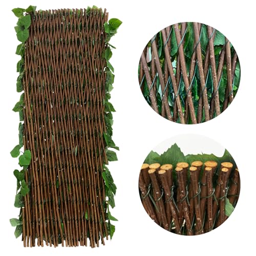 Expandable Fence Privacy Screen for Balcony Patio Outdoor,Decorative Faux Ivy Fencing Panel,Artificial Hedges (Single Sided Leaves)…2 - color: Green
