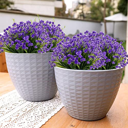 Artificial Flowers for Outdoors,20 Bundles UV Resistant Outdoor Fake Daffodil Flowers,Artificial Faux Plastic Outdoor Flowers Greenery Shrubs Plants for Indoor Outside Decor(Purple) - color: Purple, size: 20 Bundles