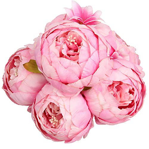 Silk Peony Bouquet Vintage Artificial Peonies Flower for Home Wedding Party Decor (1pcs, New Spring Rose Pink) - color: New Spring Rose Pink