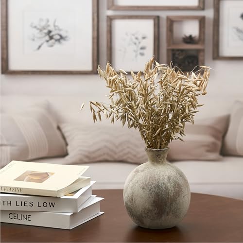 6.38" Ceramic Vase for Home Decor, Decorative Terracotta Farmhouse Rustic Vases for Living Room Kitchen Bedroom Bathroom Entryway Mantel Table, Pottery Vases for Grass Pampas Dried Fresh Flowers - color: Natural Brown- 6.38"
