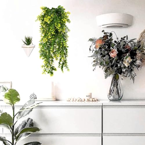 Artificial Hanging Plants, Fake Vines Decoration Plastic Leaves Faux Ivy Foliage Rattan Greeny Vine Plant for Wedding Indoor Outdoor Home Garden Bedroom Office Wedding Christmas Decor - Yellow 4 Pack - color: Yellow Leaves Vine - 4 Pcs