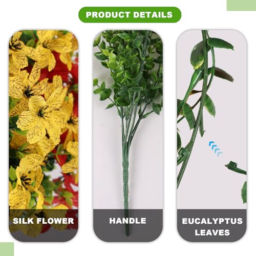 ADXORA Fake Fall Artificial Flowers for Outdoor Decoration 12 Bundles Faux Silk Mums Daisy UV Resistant Autumn Flowers for Garden Patio Porch Window Box Outdoor Indoor Decor - color: Purple,brown,yellow,red