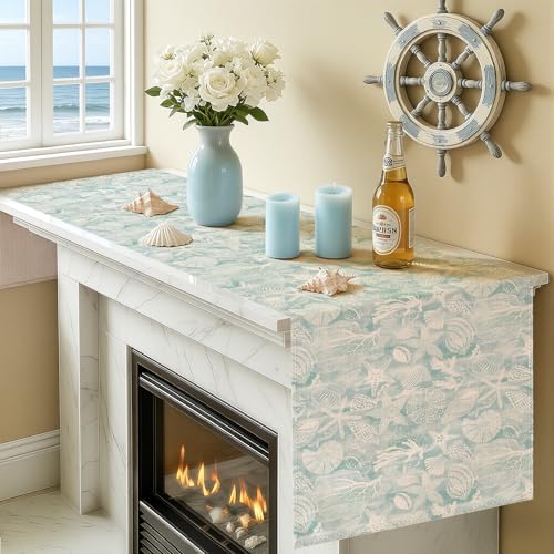 Larponder Summer Ocean Beach Table Runners, 13x72 Inch | Coastal Sea Shell Starfish Table Decoration, for Summer Holiday Kitchen Dinning Coffee Table Home Party Decor - color: Ocean-2, size: 13" x 72" (Rectangular)