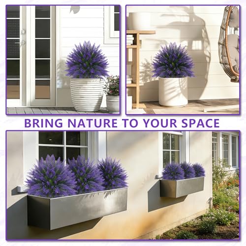 Grooy Artificial Lavender Topiary Ball, Set of 4 Artificial Boxwood Shrub Bushes with Ground Spike, Fake Evergreen Tree for Porch, Artificial Plants for Outdoor Planters Indoor UV Resistant - color: Lavender Ball 4pc