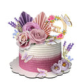 17 PCS Flower Cake Toppers Butterfly Cake Decorations Happy Birthday Cake Toppers with Artificial Purple and Pink Rose Eucalyptus for Birthday Wedding (Purple) - style: Purple