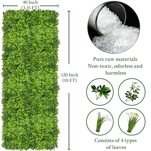 ODTORY Artificial Plant Wall Roll: 40X120 in (33.5 sqft) UV-Anti Ivy Privacy Fence Screen Faux Greenery Panels Backdrop Boxwood Ivy Vine Leaf Hedge Fence for Indoor Outdoor Green Decor - size: 40 in x 120 in- Vine Leaf 2