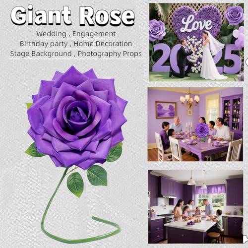 1 PCS 42-inch Giant Rose Large Decorative Flower, Wedding Window Display Background Decoration Rose, Valentine's Day (Lilac) - color: 06 Rose
