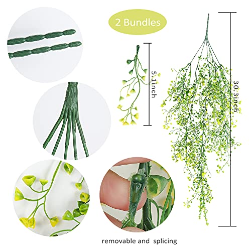 RECUTMS Artificial Plants Fake Hanging Plants for Outside Ivy Plant for Outdoor UV Resistant for Wall Indoor Hanging Baskets Wedding Garland Decor 4 Pack(Yellow 4P) - color: Yellow