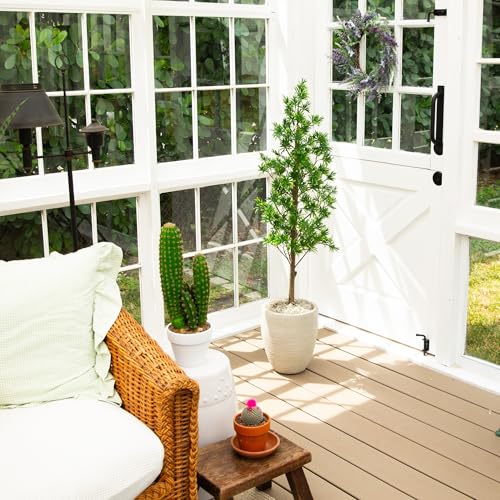 Nearly Natural 4ft UV Artificial Podocarpus Tree Indoor/Outdoor Greenery - Premium Materials, Low Maintenance, Modern Style