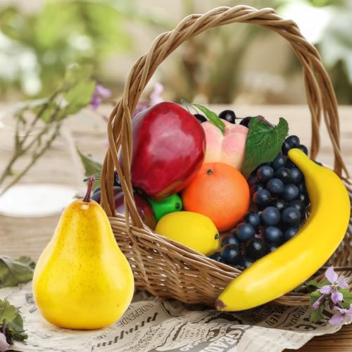 Lorigun Artificial Fruits Set for Decoration Fake Fruits Props,10 Kinds of Fruit (Total 12 Pcs) - color: 12 Pcs Fake Fruit Set-1