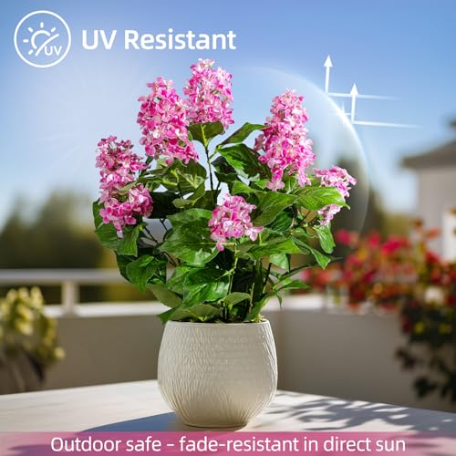 2 Pack Large Artificial Hydrangea Plants Fake Plastic plantas Flowers Trees UV Resistant Indoor Outdoor Realistic Floor Plants Faux Tree for Home Porch Garden Office Porch Patio Front Bonsai Decor - color: 9 Heads, size: 26 IN Magenta