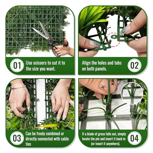 ODTORY Artificial Hedge Grass Wall Panel: 40" x 20" UV-Anti Faux Boxwood Ivy Greenery Backdrop, Fake Green Plant Fence for Indoor & Outdoor Privacy Screen and Home Decor - size: 20"x20" 2P