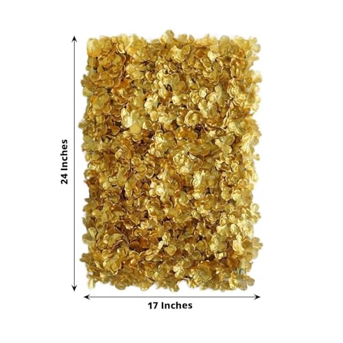 Efavormart 4 PCS Gold Silk Hydrangea Flower Mat Wall Wedding Event Decor for DIY Centerpiece Arrangement Party Decorations - color: Gold